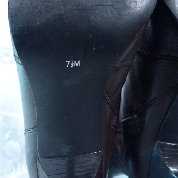 7.5 Dark Chocolate Leather High Heel Boots. - Picture 5 of 7